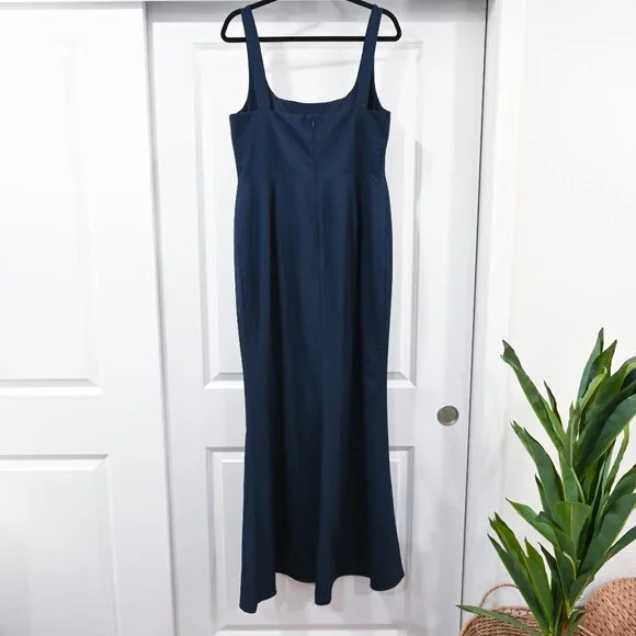 BHLDN Size 16 Dark Blue Adena Square Neckline High Slit Evening Dress